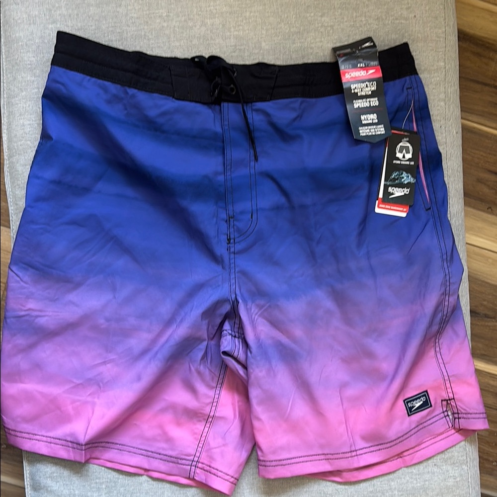 Speedo Blue to Pink Ombre Swim Board Shorts